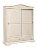 MOBILI 2G - ARMADIO CLASSICO 2 ANTE SCORREVOLI LEGNO AVORIO PATINATO 180X67X225
