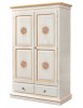 MOBILI 2G - ARMADIO 2 PORTE LEGNO SHABBY AVORIO PENNELLATO E DECORI 125X61X200