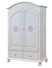 MOBILI 2G - ARMADIO 2 PORTE LEGNO SHABBY BIANCO INVECCHIATO 125X61X200