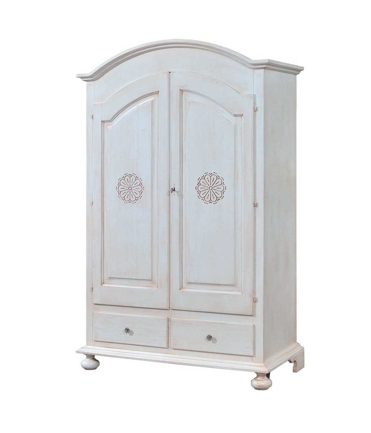 MOBILI 2G - ARMADIO 2 PORTE LEGNO SHABBY BIANCO INVECCHIATO 125X61X200