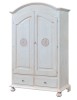 MOBILI 2G - ARMADIO 2 PORTE LEGNO SHABBY BIANCO INVECCHIATO 125X61X200