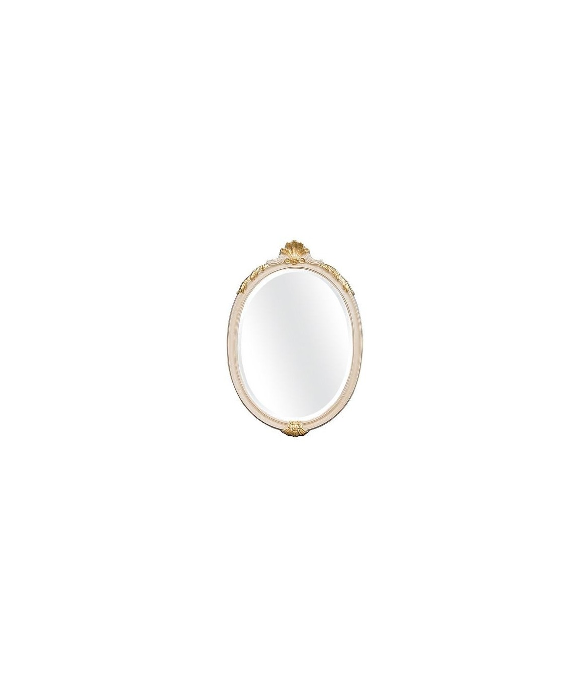 MOBILI2G - Specchiera laccata avorio con particolari foglia oro - Misure: l.42 x h.61 x p.3