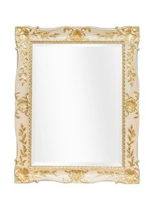 MOBILI2G - Specchiera rettangolare laccata avorio con particolari foglia oro - Misure: l.78 x h.98 x p.6