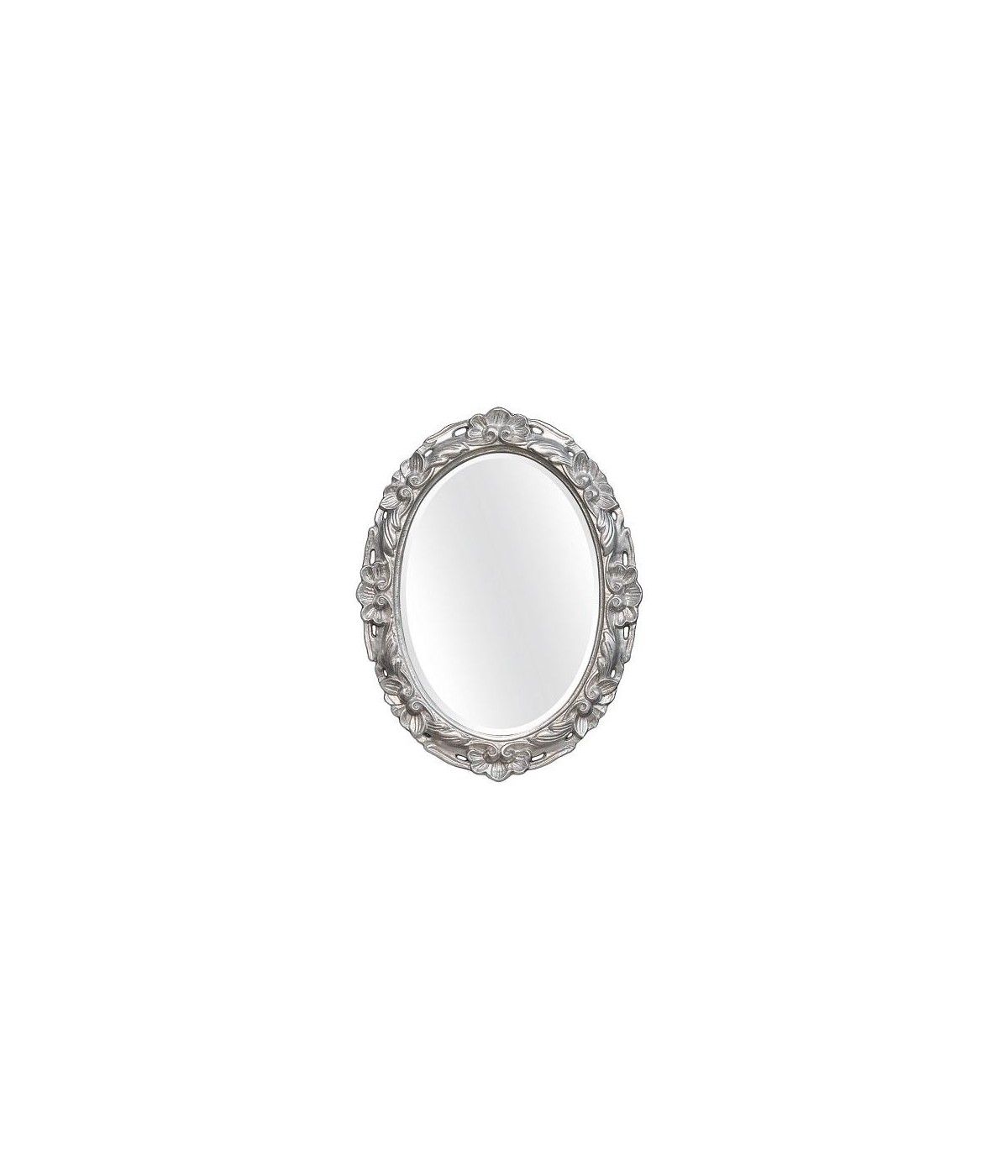 MOBILI2G - Specchiera in foglia argento ovale-traforata- Misure: l.35 x h.45 x p.4