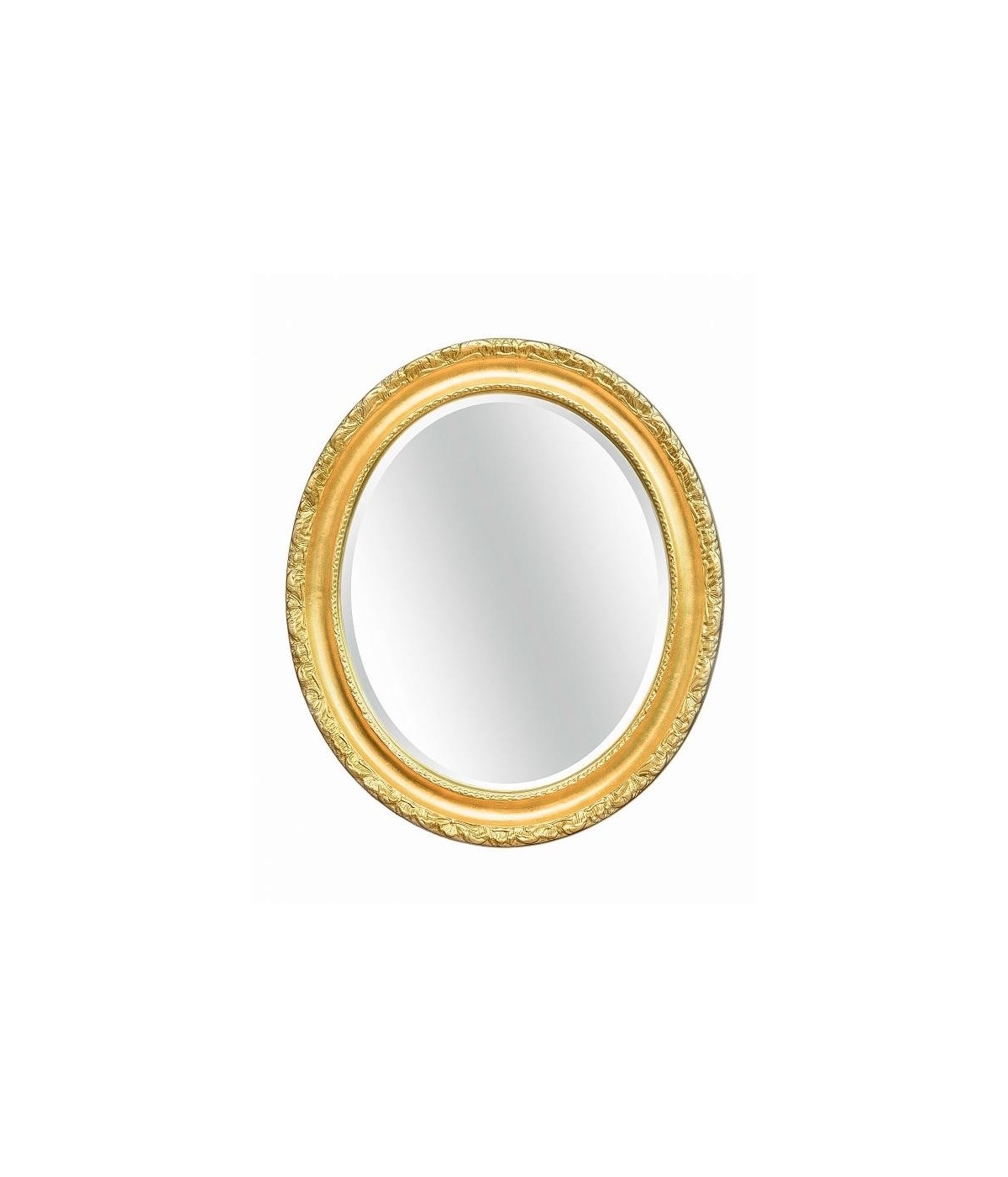 MOBILI2G - Specchiera in foglia oro ovale- Misure: l.64 x h.84 x p.6