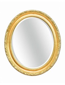 MOBILI2G - Specchiera in foglia oro ovale- Misure: l.64 x h.74 x p.6