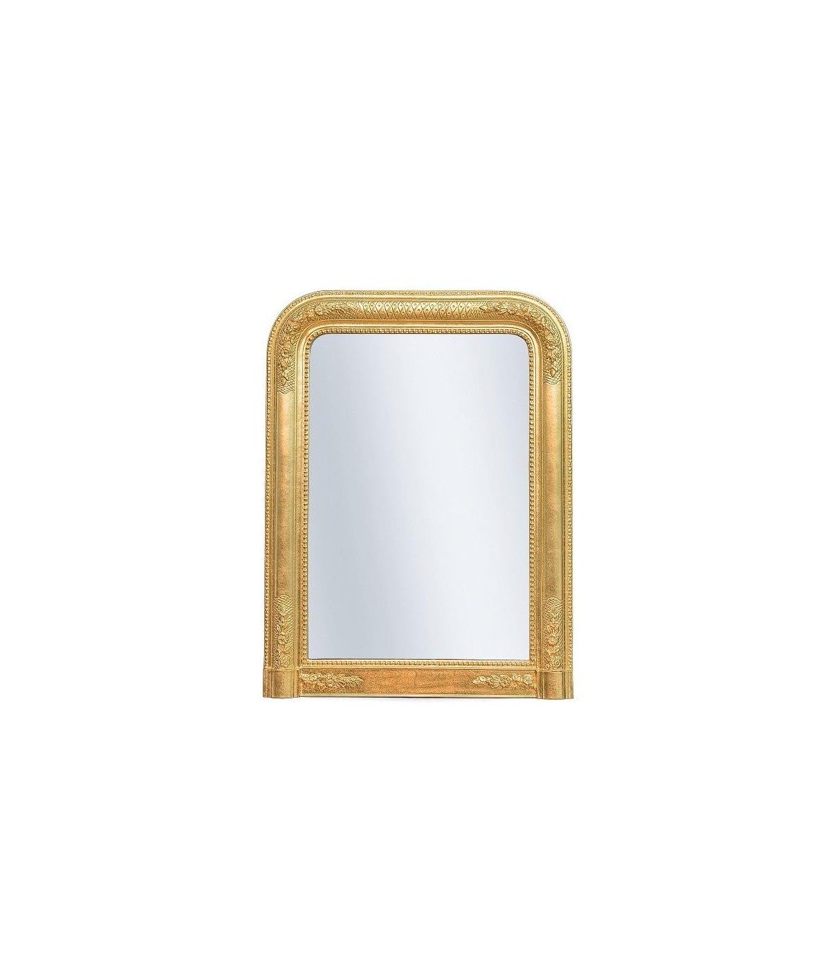 MOBILI2G - Specchiera in foglia oro rettangolare-sagomata- Misure: l.67 x h.87 x p.5