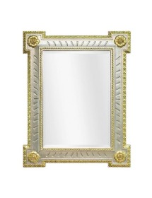 MOBILI2G - Specchiera in foglia argento con particolari con mecca- Misure: l.72 x h.92 x p.3