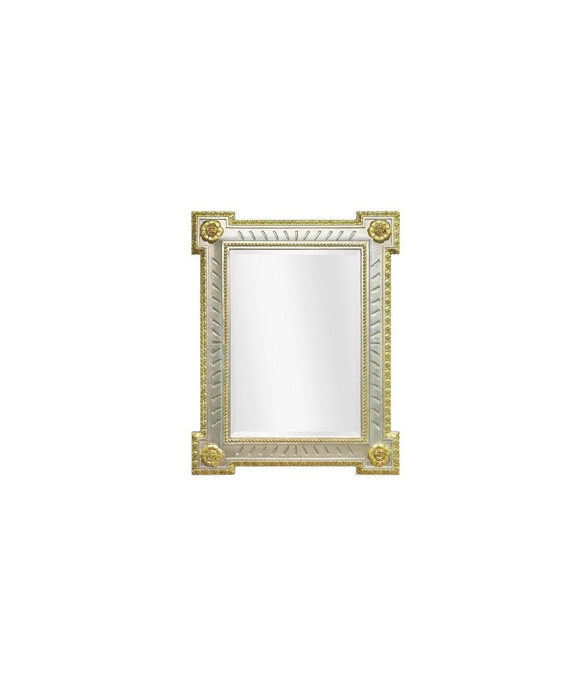 MOBILI2G - Specchiera in foglia argento con particolari con mecca- Misure: l.72 x h.92 x p.3