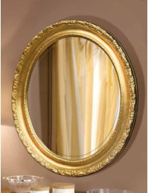 Specchiera in foglia oro ovale- Misure: l.64 x h.84 x p.6