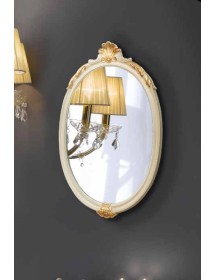 Specchiera laccata avorio con particolari foglia oro - Misure: l.42 x h.61 x p.3