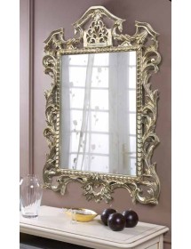 Specchiera foglia argento rettangolare, con cimasa, traforata- Misure: l.75 x h.110 x p.3