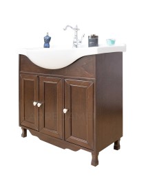 MOBILI 2G - MOBILE BAGNO CLASSICO LEGNO TINTA NOCE NOCE L.85 P.50 vista laterale