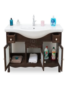 MOBILI 2G - MOBILE BAGNO LEGNO ARTE POVERA TINTA NOCE L.105 P.50 vista frontale aperto