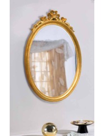 Specchiera in foglia oro ovale- Misure: l.57 x h.86 x p.3