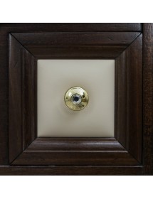 MOBILI 2G - Mobile bagno classico pelle e brillanti legno tinta noce L.107 P.50 vista frontale pelle e pomolo