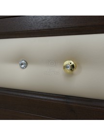 MOBILI 2G - Mobile bagno classico pelle e brillanti legno tinta noce L.107 P.50 vista frontale pelle e brillanti