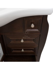 MOBILI 2G - Mobile bagno classico sagomato legno brillanti tinta noce L.105 P.50 vista frontale cassetto aperto