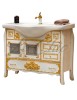 MOBILI 2G - Mobile bagno legno barocco legno decapè avorio oro L.105 P.50 vista frontale