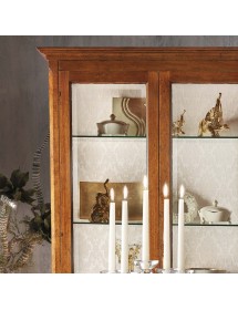 MOBILI 2G - Vetrina classica 2 porte legno bassano 125X43x207 vista frontale