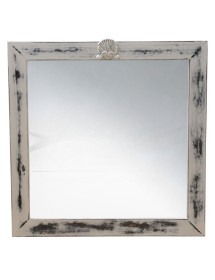 MOBILI 2G - Mobile bagno legno completo bianco invecchiato shabby chic vista frontale specchio