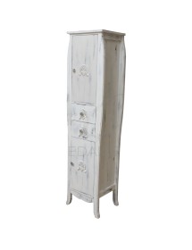 MOBILI 2G - Mobile bagno legno completo bianco invecchiato shabby chic vista laterale colonna