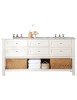 MOBILI 2G - Mobile bagno contemporaneo legno bianco shabby L.180 P.60 vista frontale