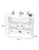 MOBILI 2G - Mobile bagno classico legno bianco shabby chic L.105 P.50 vista frontale schema misure base