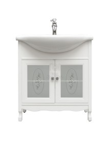 MOBILI 2G - Mobile bagno classico legno bianco shabby chic L.85 P.50 vista frontale