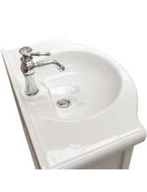 MOBILI 2G - Mobile bagno classico legno bianco shabby chic L.85 P.50 vista frontale lavabo