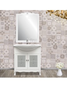 MOBILI 2G - Mobile bagno classico legno bianco shabby chic L.85 P.50 vista frontale