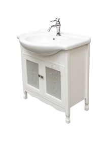 MOBILI 2G - Mobile bagno classico legno bianco shabby chic L.85 P.50 vista frontale