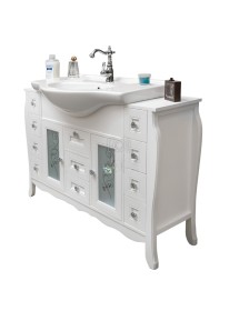 MOBILI 2G - Mobile bagno completo doppia colonna legno bianco shabby  vista frontale