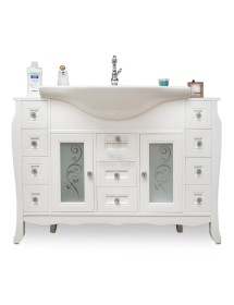 MOBILI 2G - Mobile bagno completo doppia colonna legno bianco shabby  vista frontale