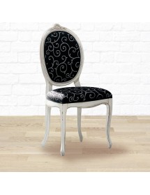 MOBILI 2G - Sedia classica ovalina imbottita legno bianco shabby 49x55x104 vista frontale