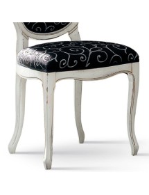 MOBILI 2G - Sedia classica ovalina imbottita legno bianco shabby 49x55x104 vista frontale gambe