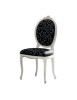 MOBILI 2G - Sedia classica ovalina imbottita legno bianco shabby 49x55x104 vista frontale