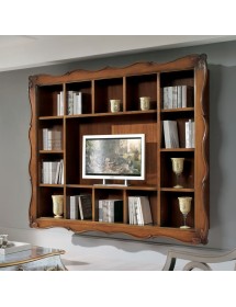 MOBILI 2G -  Porta Tv Cornice classica 14 vani legno bassano 235X37x192 vista frontale