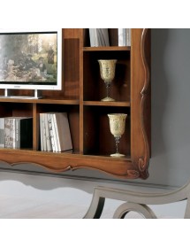 MOBILI 2G -  Porta Tv Cornice classica 14 vani legno bassano 235X37x192 vista frontale