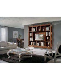 MOBILI 2G -  Porta Tv Cornice classica 14 vani legno bassano 235X37x192 vista frontale