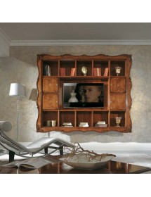 MOBILI 2G - Parete porta tv a Cornice 14 vani con porte legno bassano 235X37x192 vista frontale