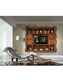 MOBILI 2G - Parete porta tv a Cornice 14 vani con porte legno bassano 235X37x192 vista frontale