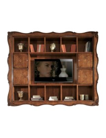 MOBILI 2G - Parete porta tv a Cornice 14 vani con porte legno bassano 235X37x192 vista frontale