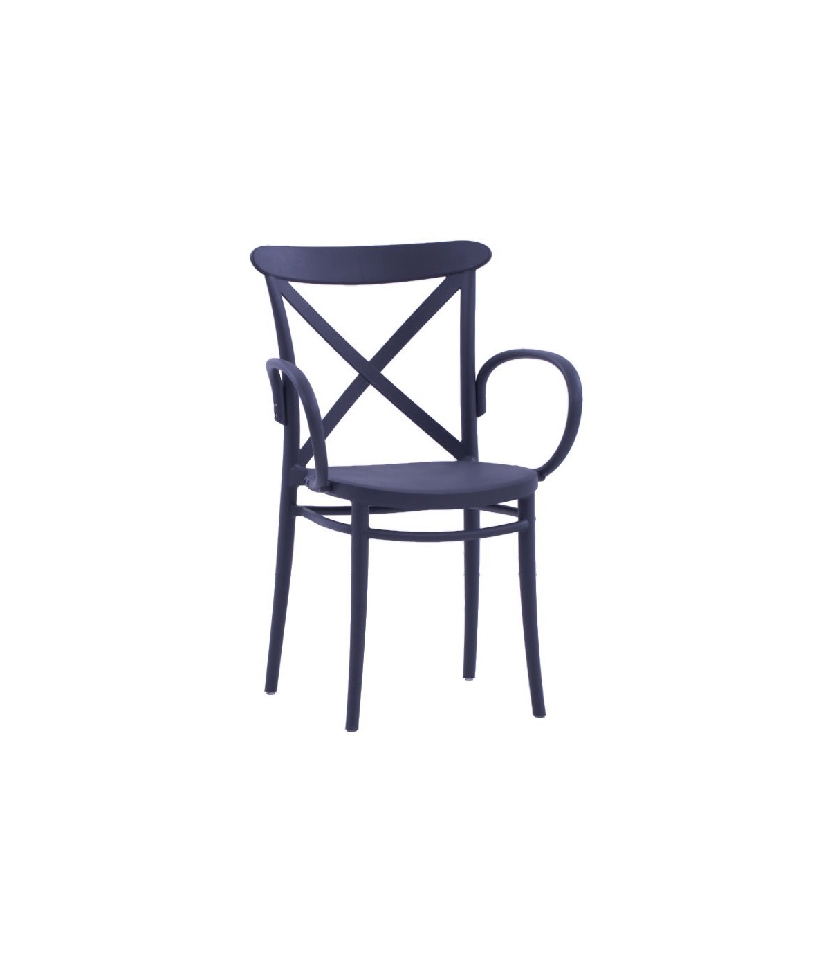 MOBILI 2G - SET 2 Poltrone polipropilene con braccioli antracite 57X52x85 vista frontale