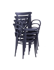 MOBILI 2G - SET 2 Poltrone polipropilene con braccioli antracite 57X52x85 vista impilabile