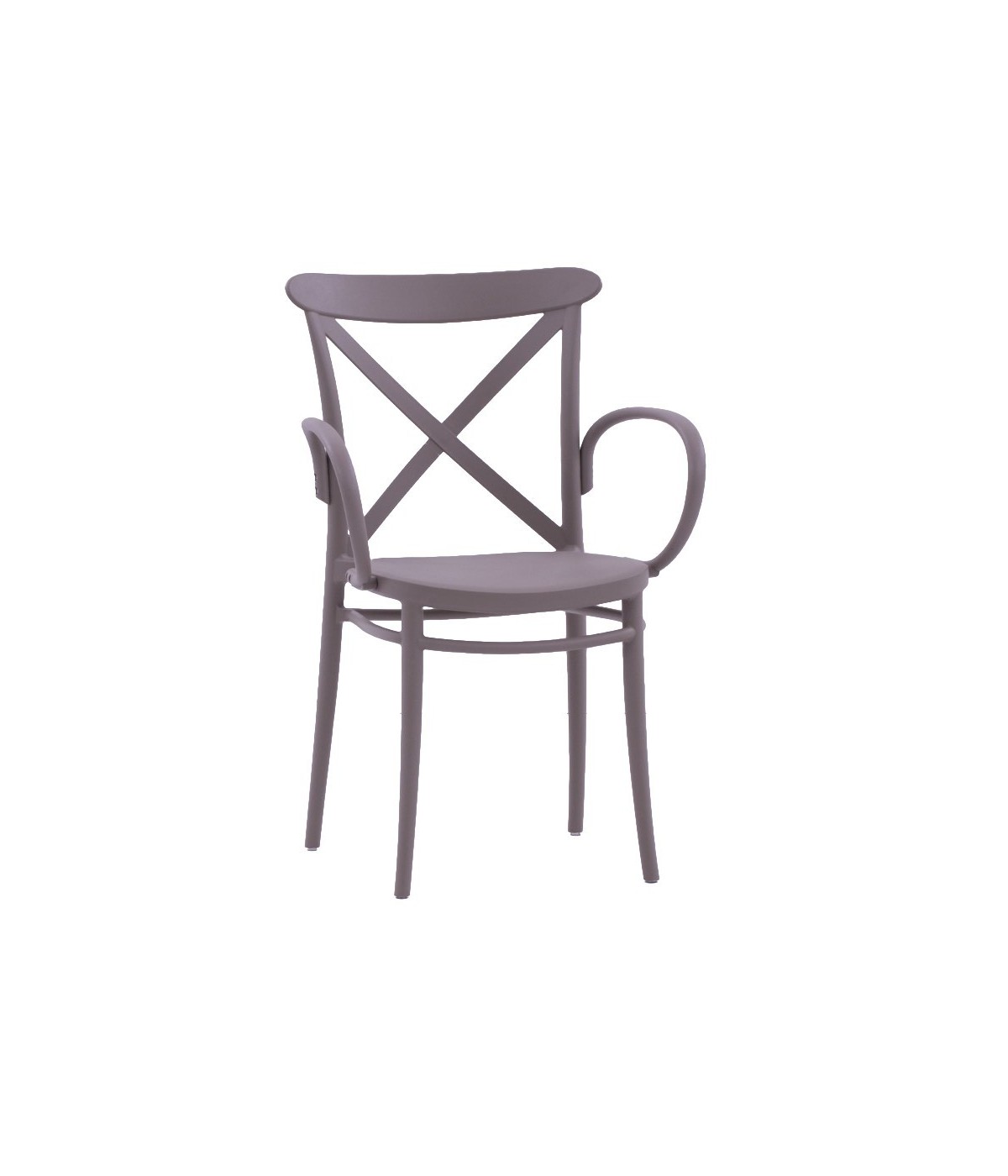 MOBILI 2G - SET 2 Poltrone polipropilene con braccioli tortora 57X52x85 VISTA FRONTALE