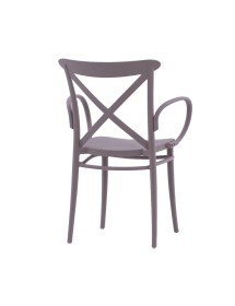 MOBILI 2G - SET 2 Poltrone polipropilene con braccioli tortora 57X52x85 VISTA SCHIENALE