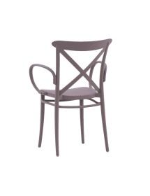 MOBILI 2G - SET 2 Poltrone polipropilene con braccioli tortora 57X52x85 VISTA SCHIENALE