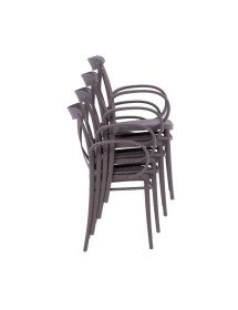 MOBILI 2G - SET 2 Poltrone polipropilene con braccioli tortora 57X52x85 VISTA IMPILABILE