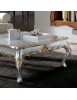 MOBILI 2G - Tavolino quadrato classico foglia argento e oro legno 104X104x48 vista frontale gamba